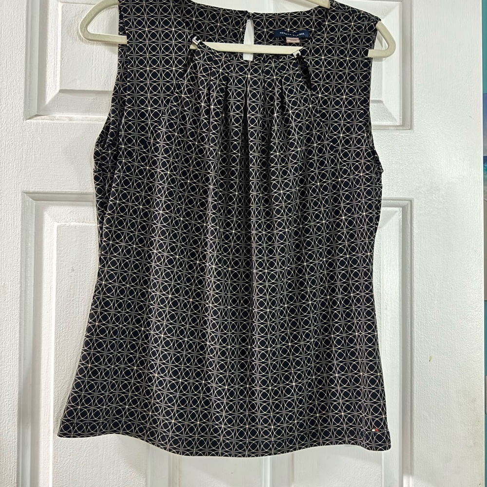 Tommy Hilfiger Black and Cream Geometric Blouse